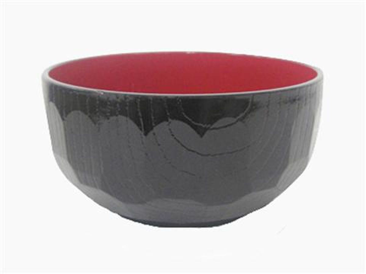 会津塗_洗浄機対応_亀甲中丼12．8cm_黒内朱 -100均 通販 ダイソー