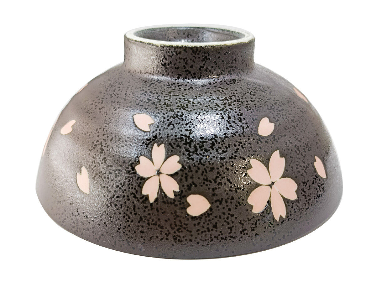 美濃焼 茶碗 桜吹雪 黒φ14．7×6．7cm -100均 通販 ダイソー