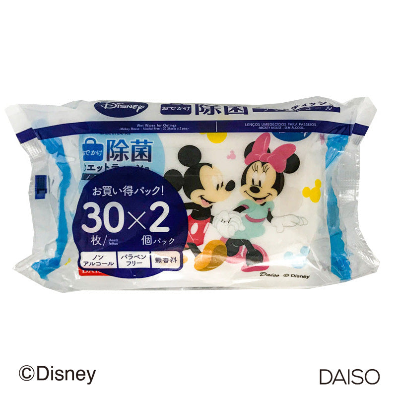 ノンアルコールウェットティッシュ（ミッキー、30枚×2個） -100均