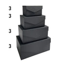 フタ付紙BOX(4サイズ、長方形、黒、マット)