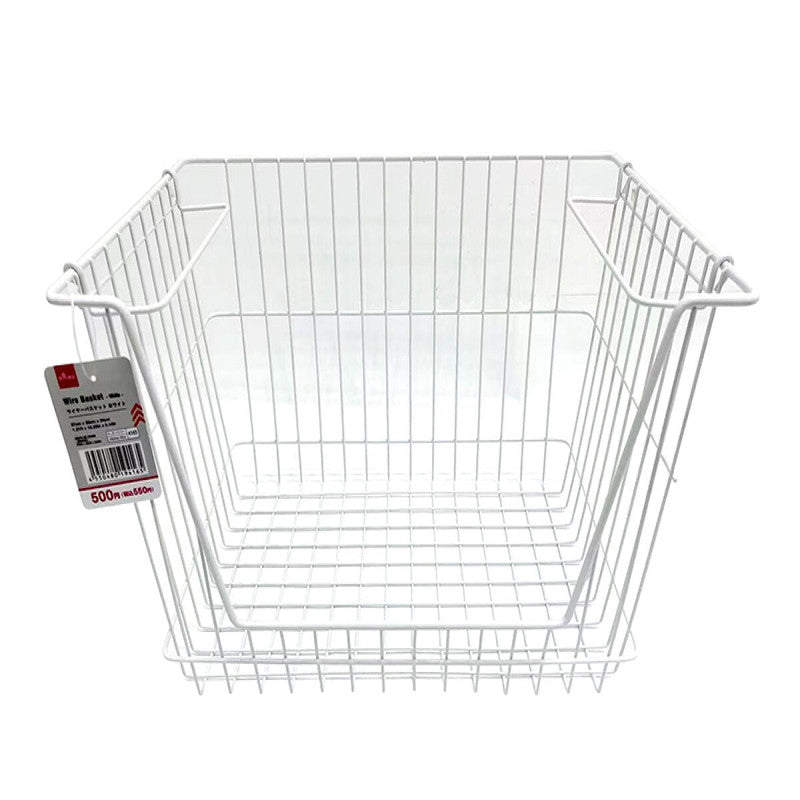 ワイヤーバスケット（ホワイト、37cmx26cmx24cm） -100
