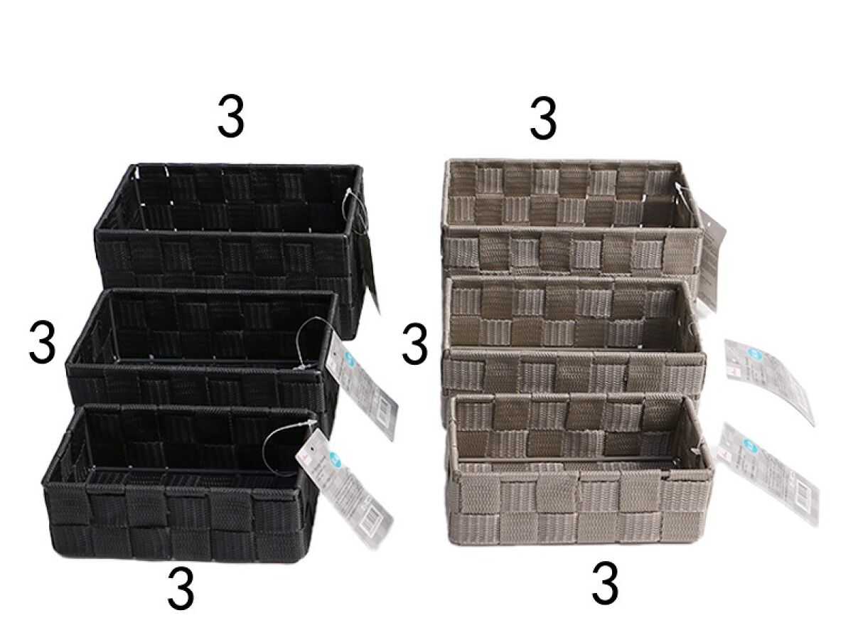 抗菌PP収納バスケット（3サイズアソート、小、ブラック・グレー