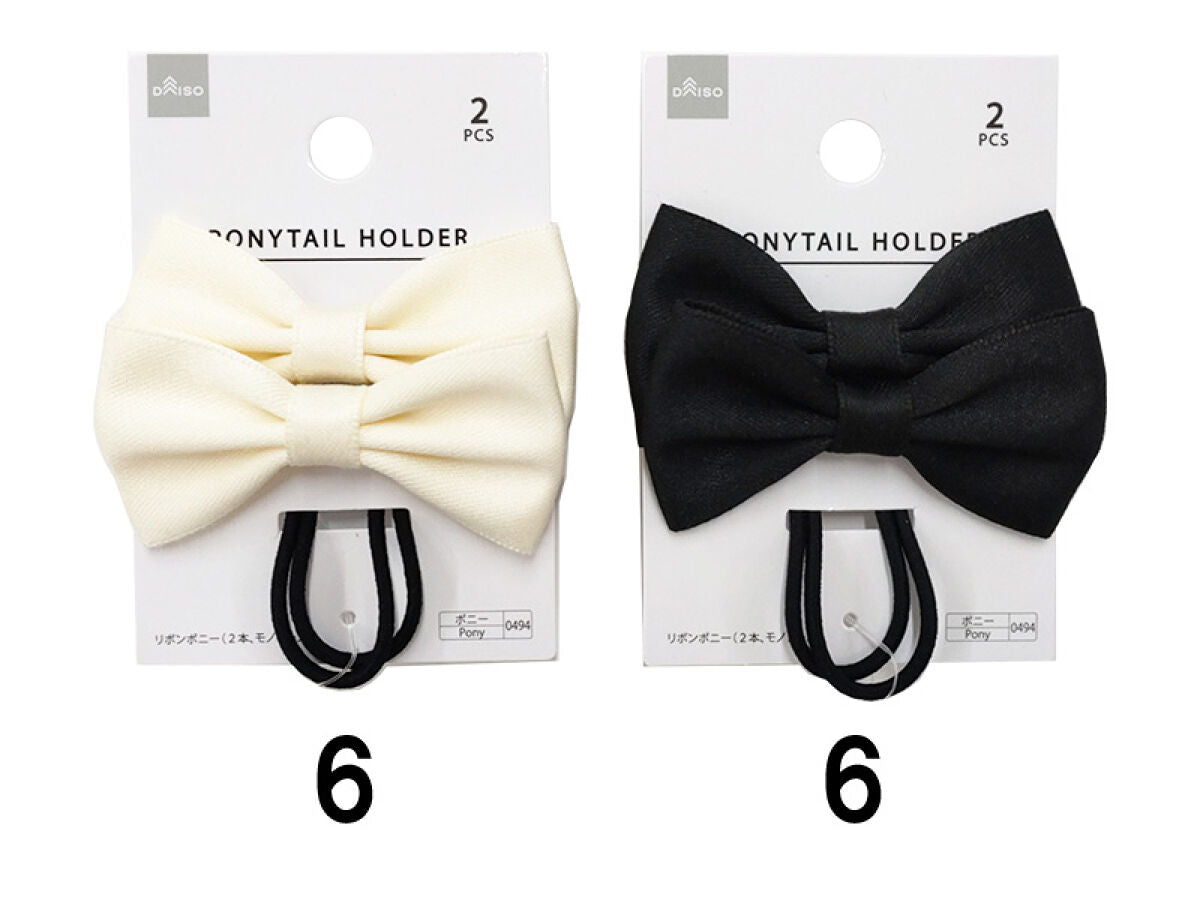 No.4リボンヘアゴム☆ハンドメイド☆モノトーン☆ブラック×ホワイト