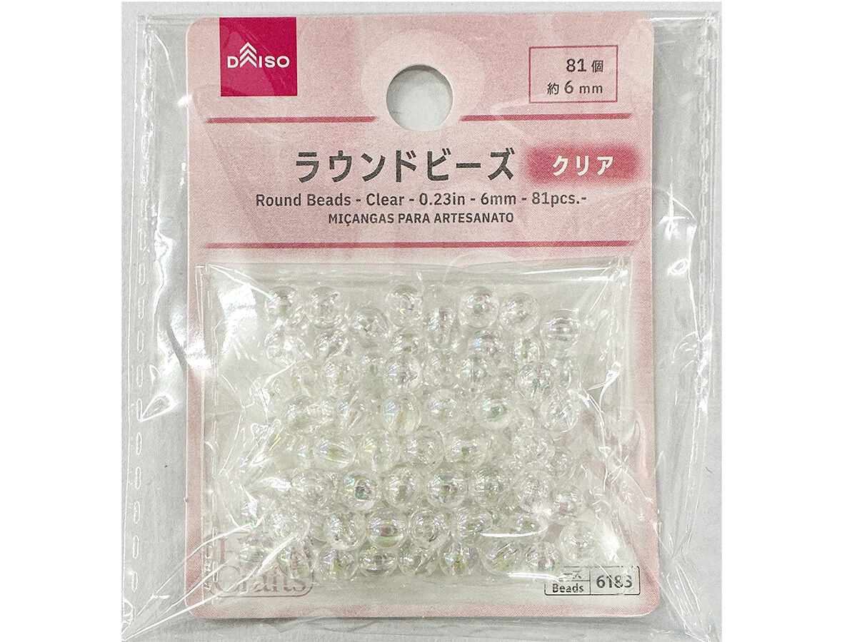 ラウンドビーズ（クリア、約6mm、81個） -100均 通販