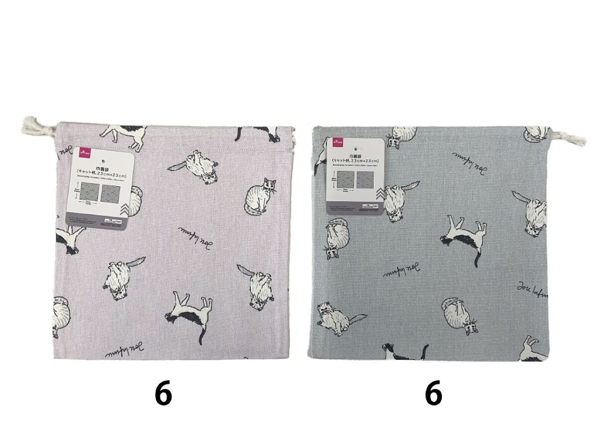 巾着袋（キャット柄、23cm×23cm） -100均 通販 ダイソー