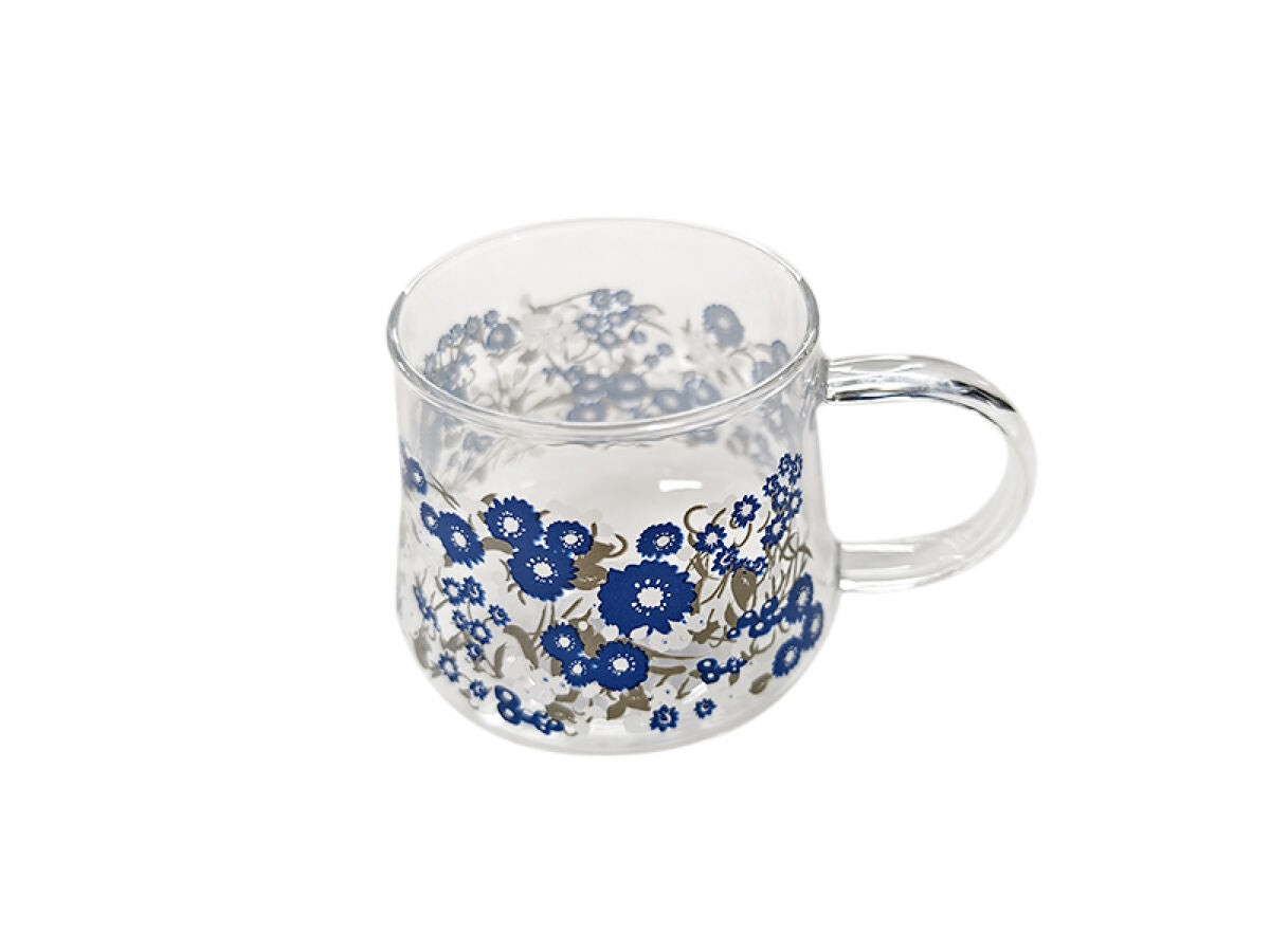 耐熱ガラスマグカップ（ブルーガーデン）400mL -100均 通販