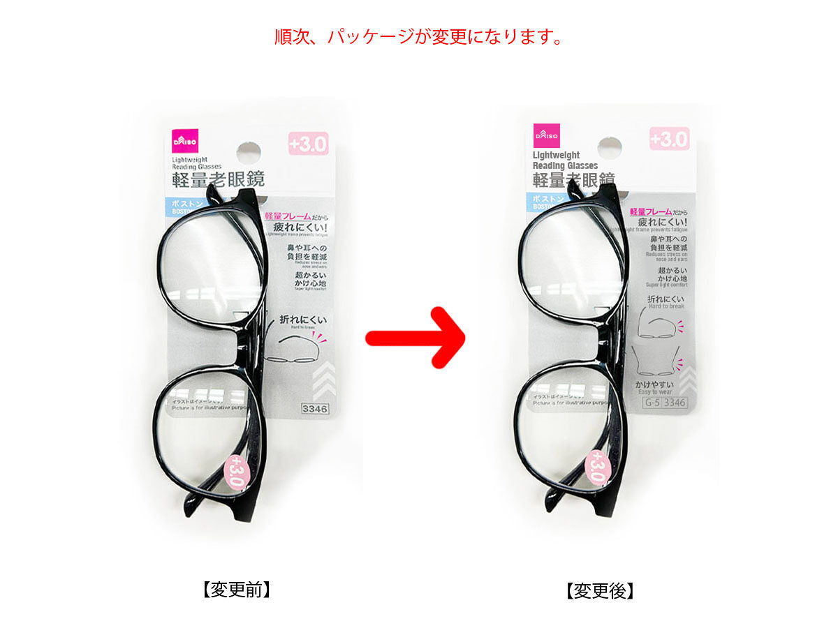 軽量老眼鏡（ボストン、＋3．0度） -100均 通販 ダイソーオンライン