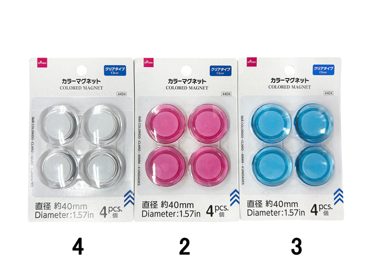 カラーマグネット（クリアタイプ、4個）40mm -100均 通販