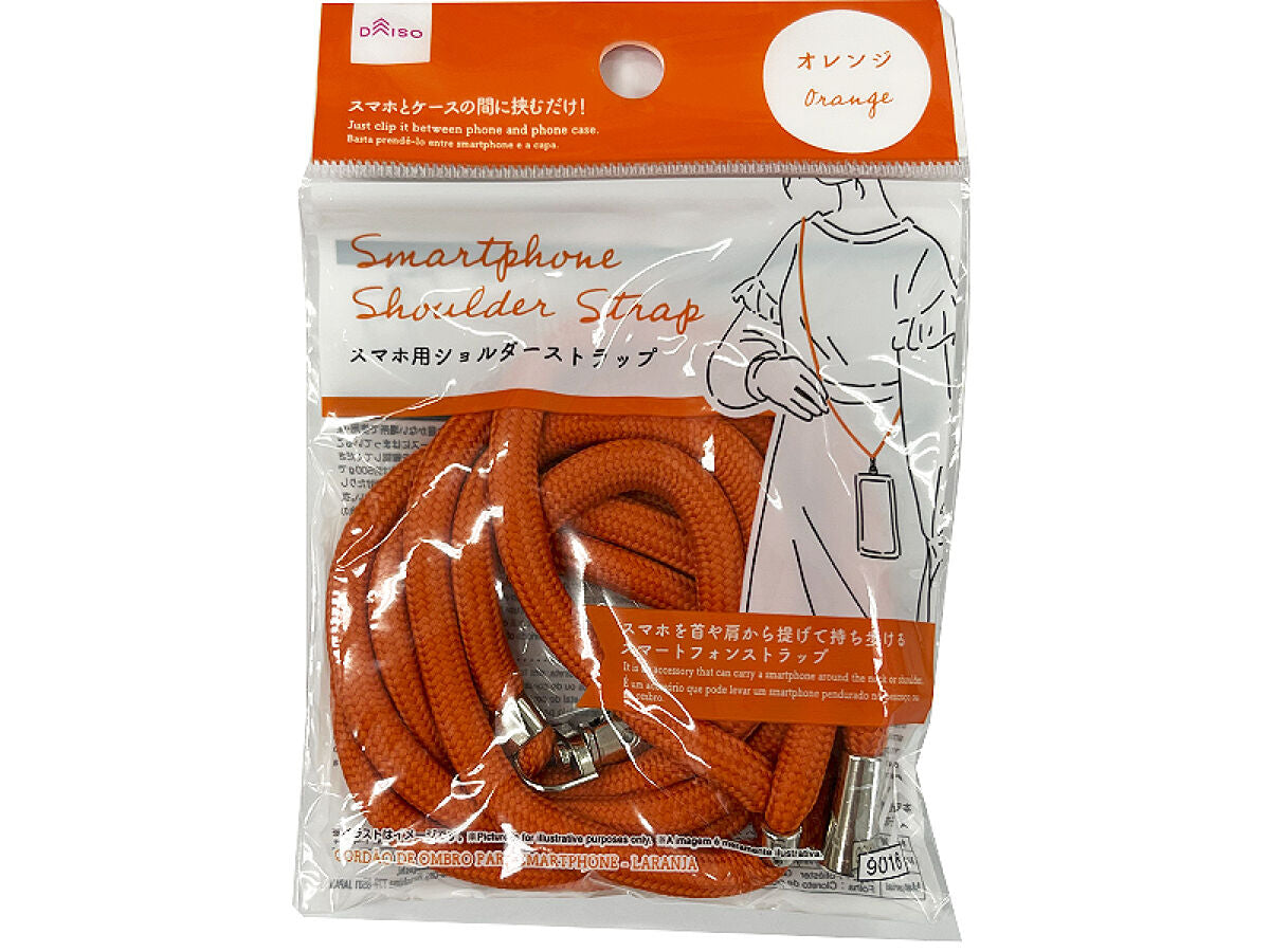スマホショルダー　ストラップ　キーホルダー リストストラップ オレンジ柄 スマホ用ショルダーストラップ（オレンジ） -100均 通販 ダイソー