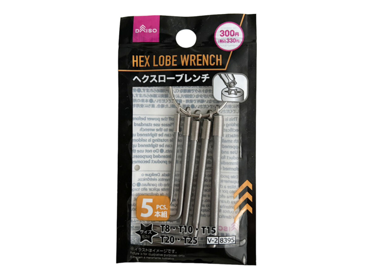へクスローブレンチ（5本組）T8． T10． T15． T20