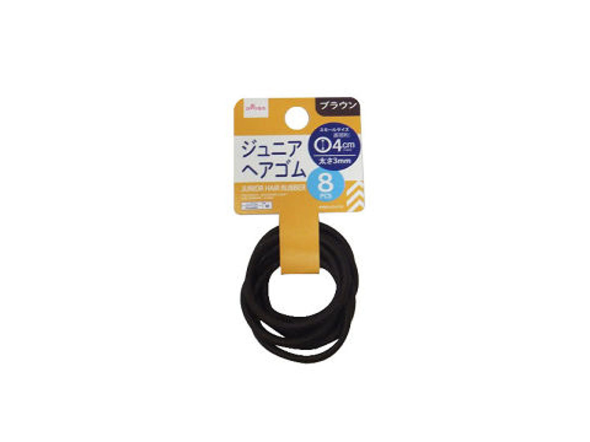 ジュニアヘアゴム（太さ3mm、ブラウン、8個） -100均 通販