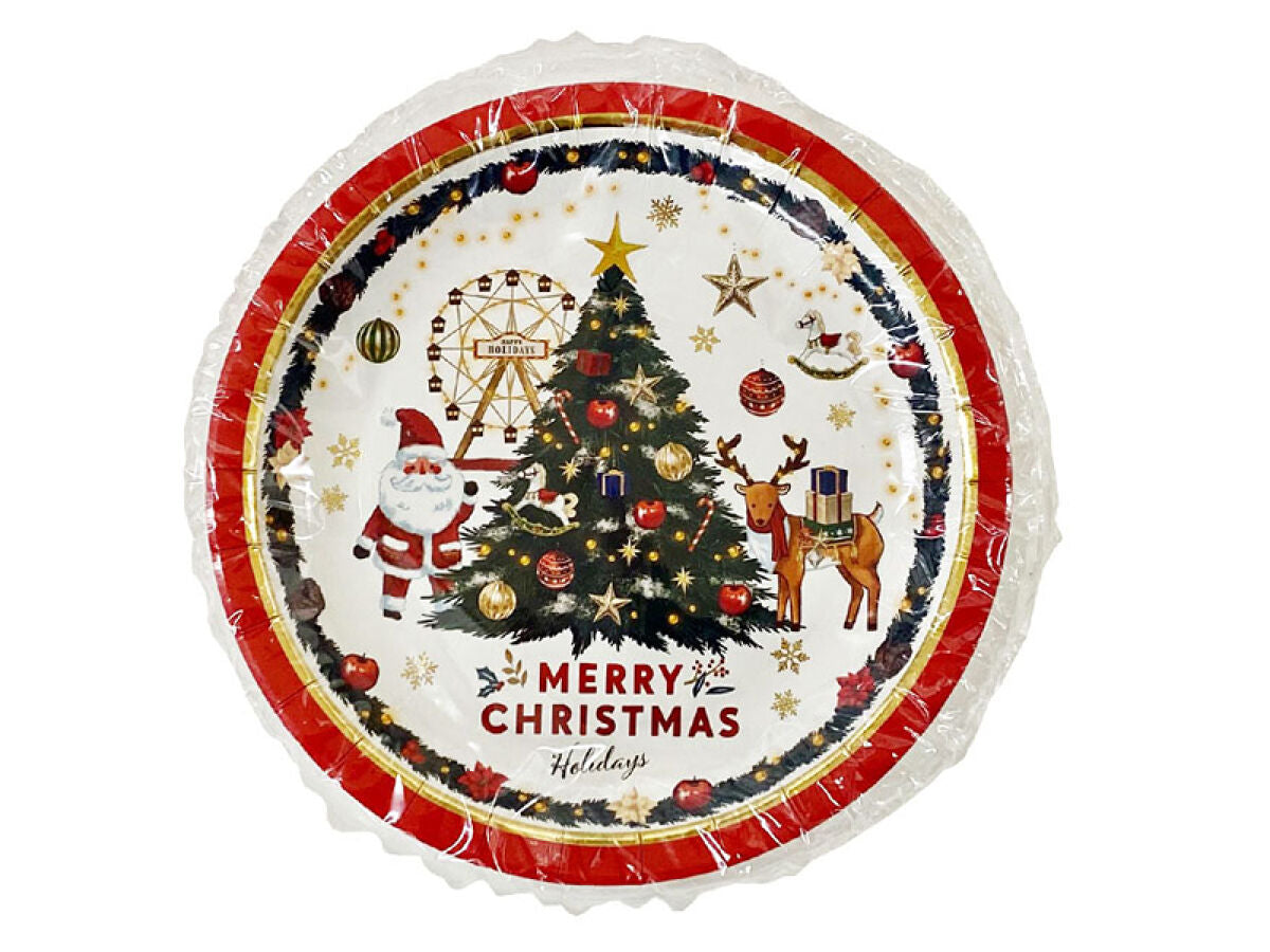 クリスマス紙皿（直径１８ｃｍ、７枚）