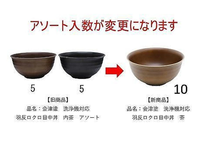 会津塗_洗浄機対応_羽反ロクロ目中丼_茶