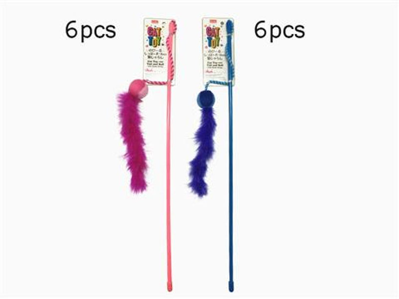 ひもが伸びる猫じゃらし（しっぽ付き、ボール）