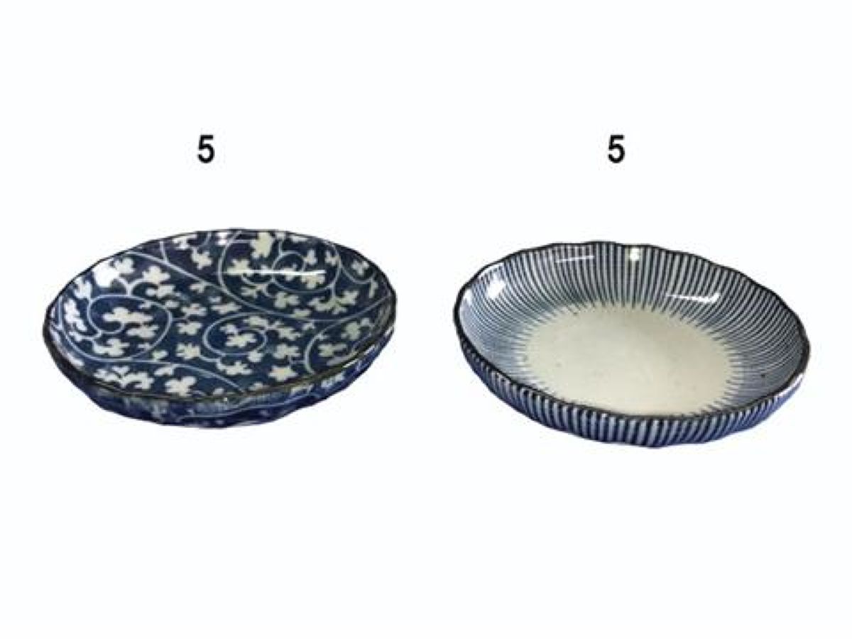 深川製磁 染付菊唐草 皿 深皿 プレート 2枚 染付菊