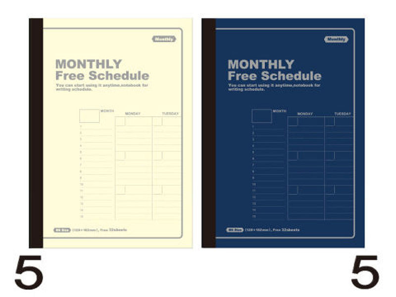 スケジュール帳（Ｂ６、３２枚、書き込み、マンスリー）