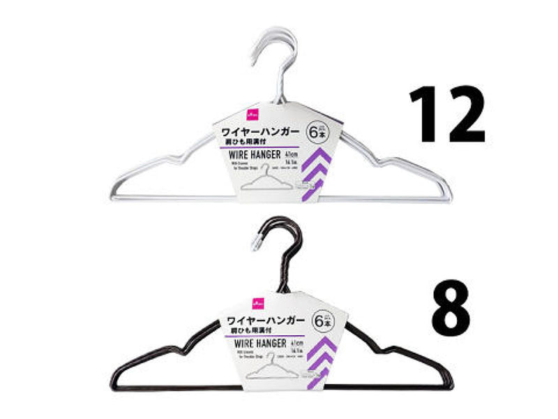 ワイヤーハンガー（肩ひも用溝付、幅約４１ｃｍ、６本）