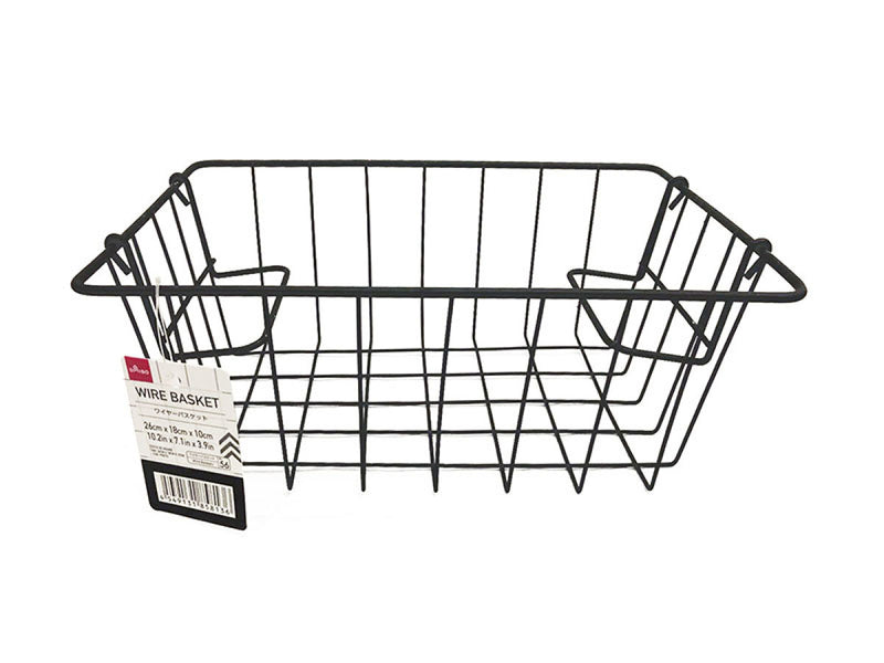 ワイヤーバスケット（ブラック、２６ｃｍｘ１８ｃｍｘ１０ｃｍ）