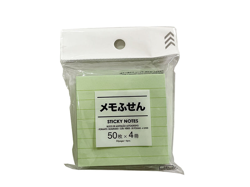 メモふせん（正方形、グリーン、５０枚×４冊）