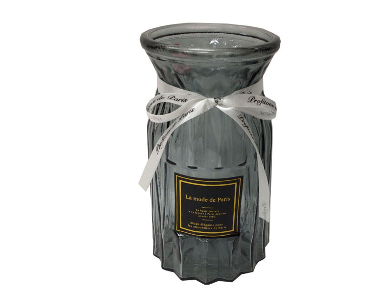 ガラス花瓶（グレー、φ１０ｃｍ×Ｈ１７．７ｃｍ、口部外φ９．４ｃｍ）