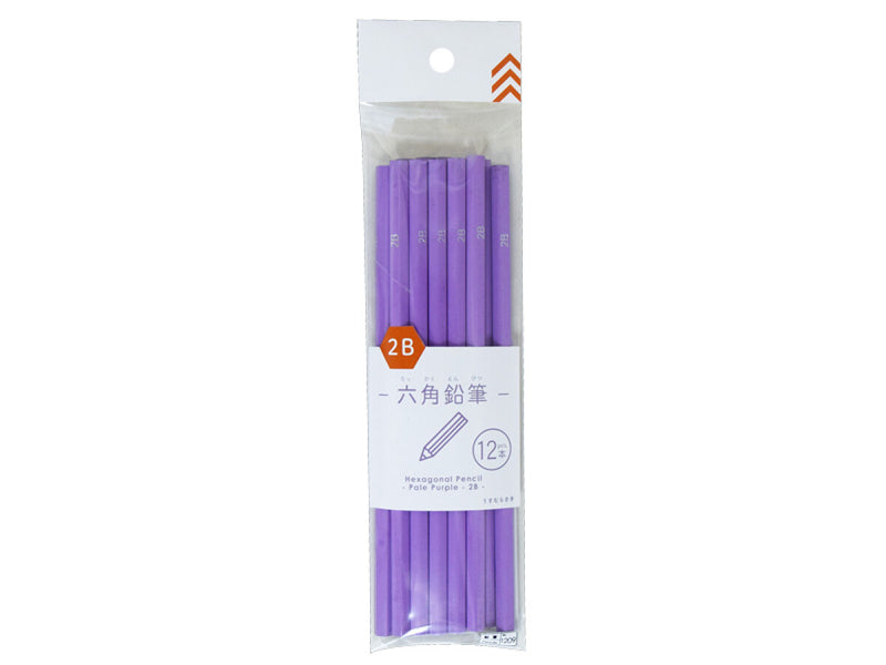六角鉛筆（２Ｂ、１２本、薄紫）