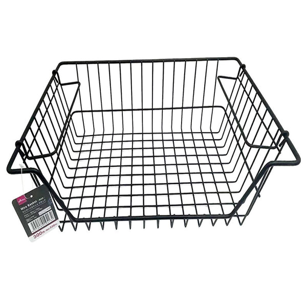 ワイヤーバスケット（ブラック、37cmx26cmx12cm） -100