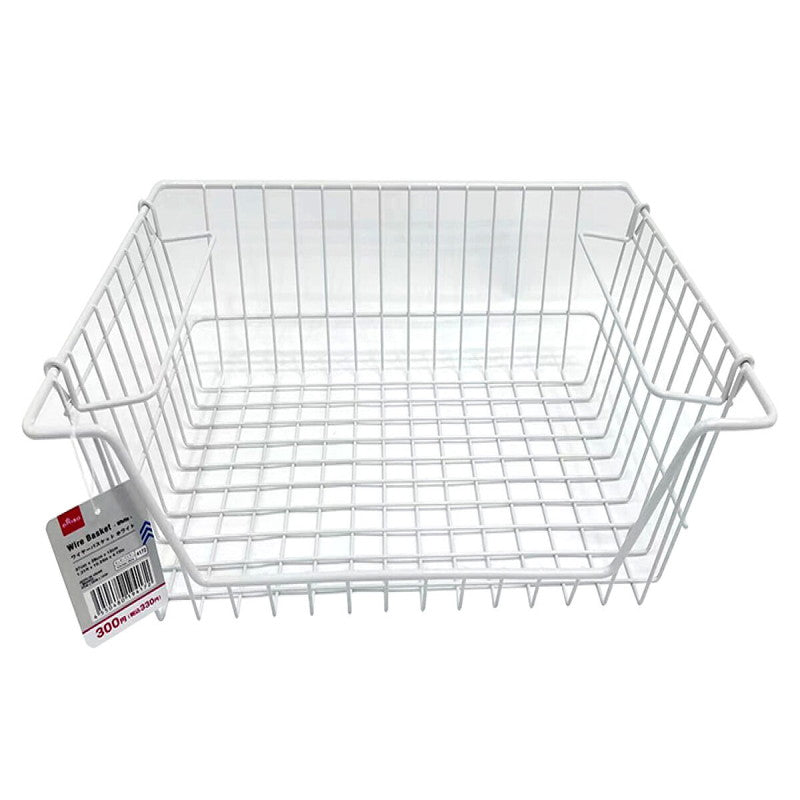 ワイヤーバスケット（ホワイト、３７ｃｍｘ２６ｃｍｘ１２ｃｍ）