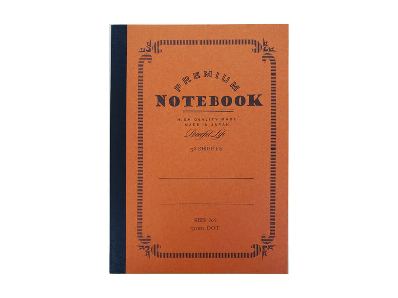 Ａ６ノート（５２枚、ドット方眼罫、プレミアムシリーズ、バーミリオン）