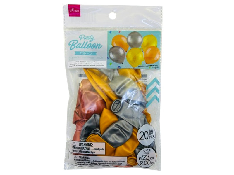 バルーン（約９インチ、２０個、ゴールドカラー、シルバーカラー、ピンク）９インチ