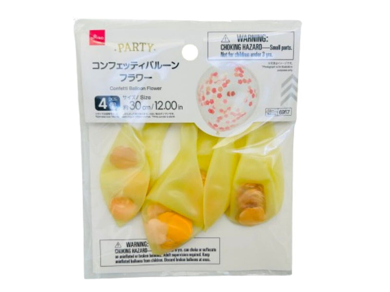 コンフェッティバルーン（約１２インチ、４個、フラワー）