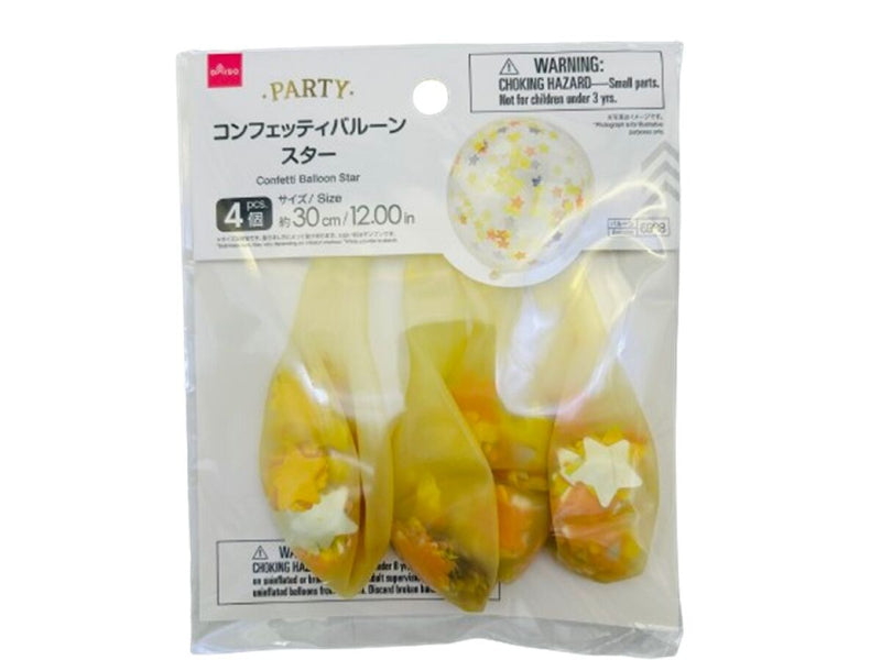 コンフェッティバルーン（約１２インチ、４個、スター）