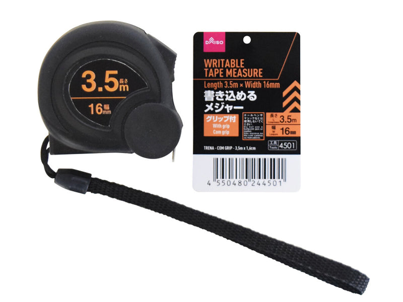 書き込めるメジャー（グリップ付、３．５ｍ×１６ｍｍ）