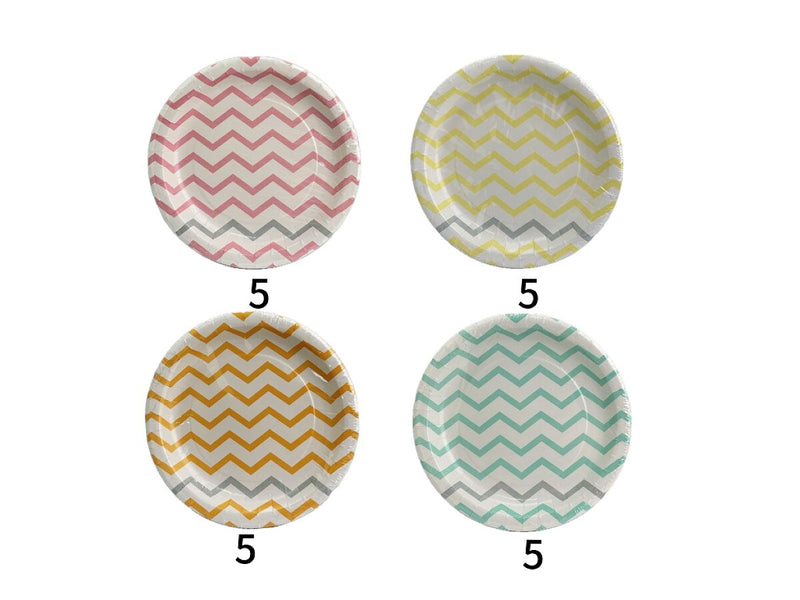 ペーパープレート（シェブロン柄、１８ｃｍ、１０枚）