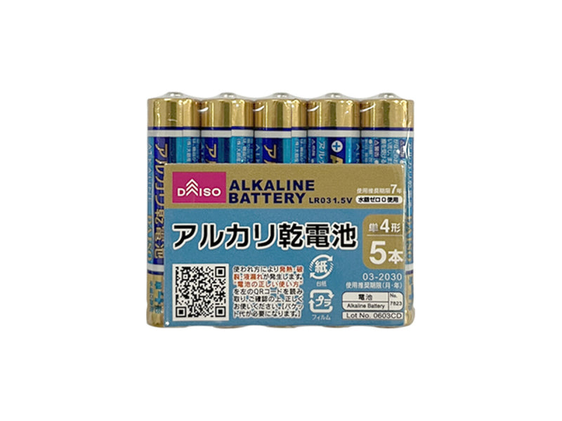 アルカリ乾電池（単４形、５本）