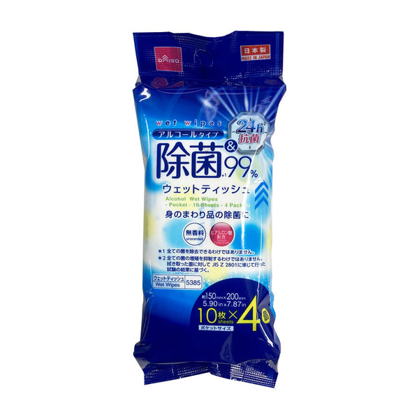 アルコール除菌ウェット（ポケット、10枚、4個、24h抗菌） -100