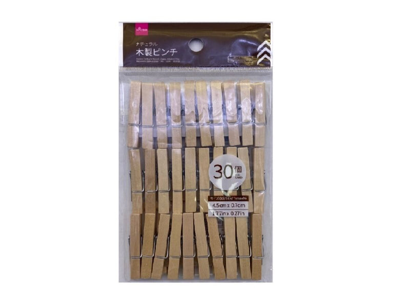 木製ピンチ（ナチュラル、３０個、４．５ｃｍ）