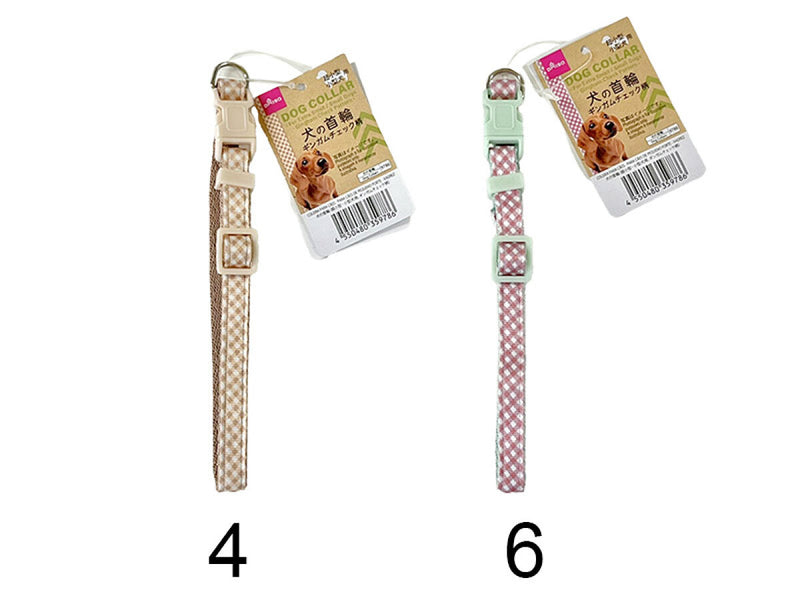 犬の首輪（超小型・小型犬用、ギンガムチェック柄）