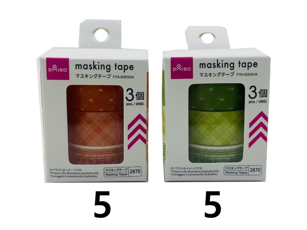 チェック推し色マスキングテープ（オレンジ、黄緑、15mmx2m、3