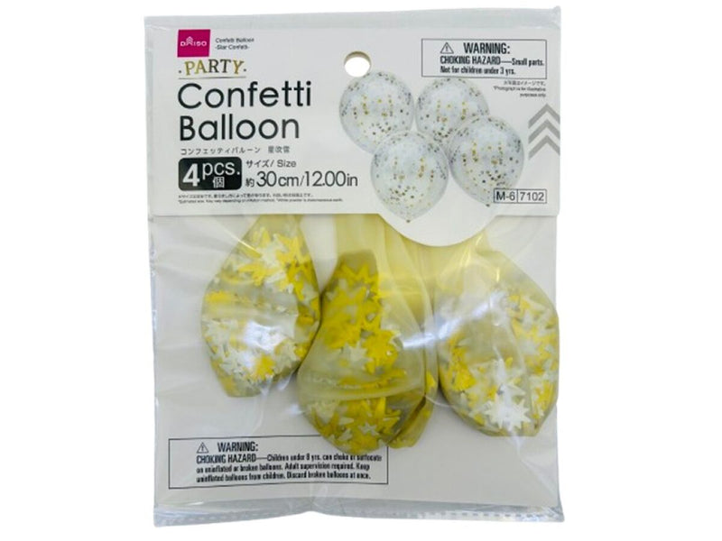 コンフェッティバルーン、４個（星吹雪）１２インチ