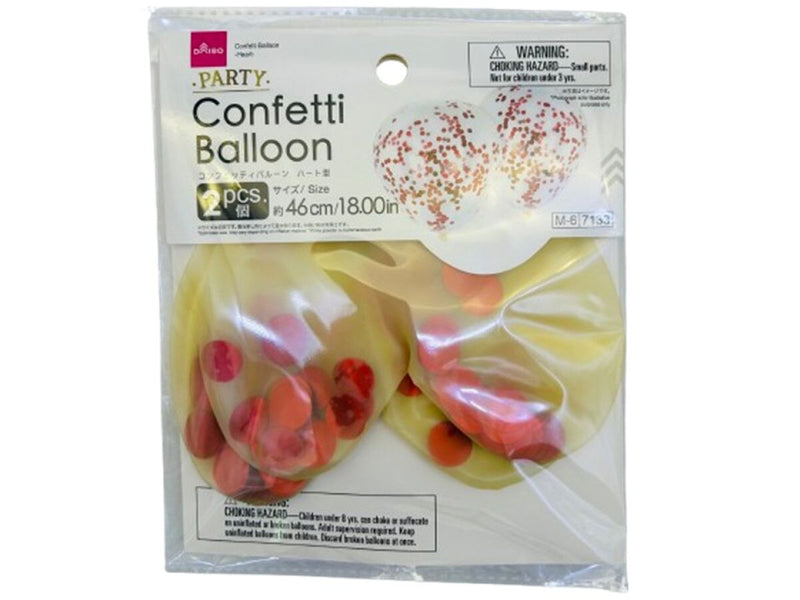 コンフェッティバルーン、２個（ハート型）１８インチ