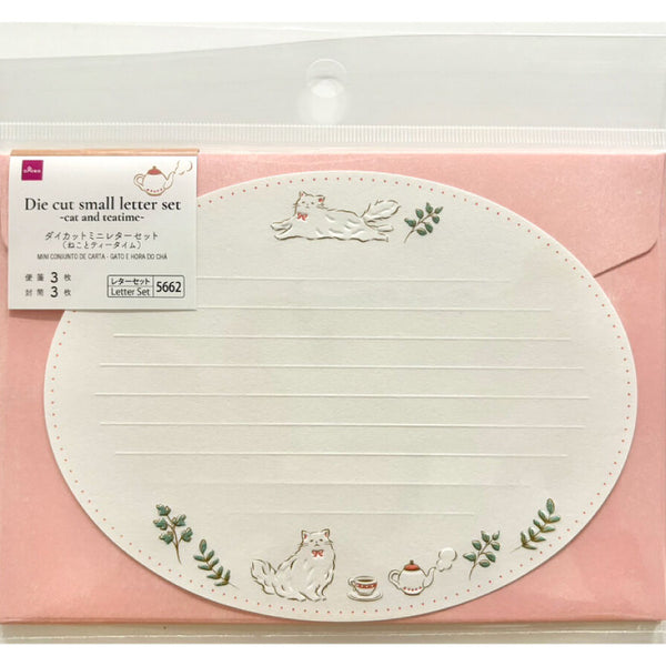 ダイカットミニレターセット（ねことティータイム） -100均 通販