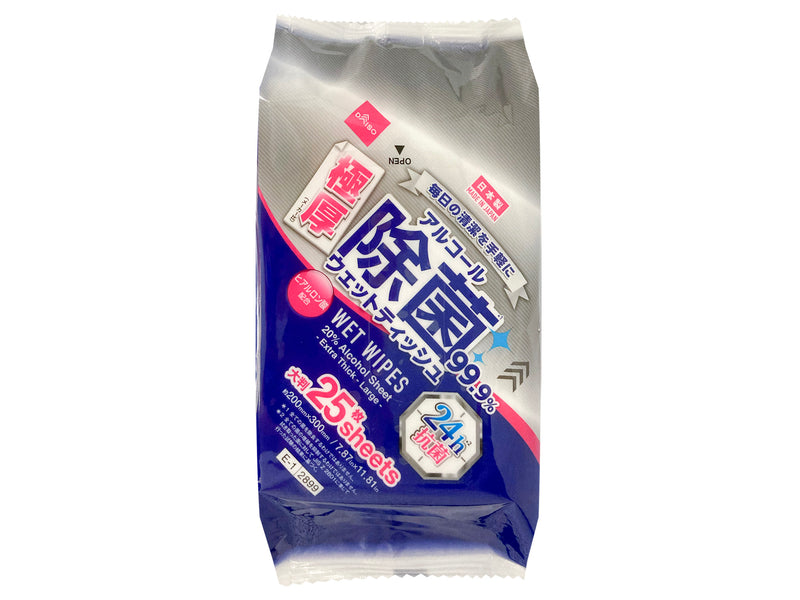 アルコール２０％除菌大判ウェット（極厚、２５枚、２４ｈ抗菌）