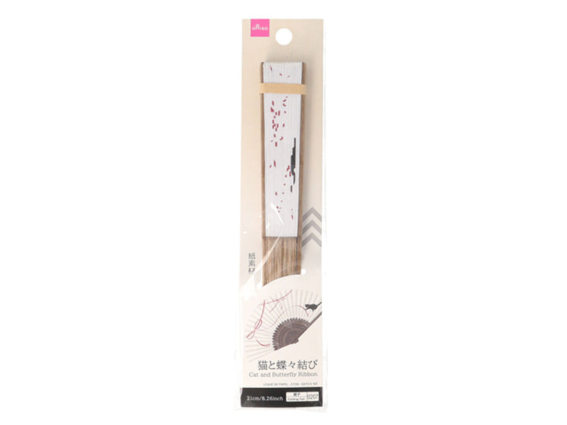 紙扇子（猫と蝶々結び）２１ｃｍ