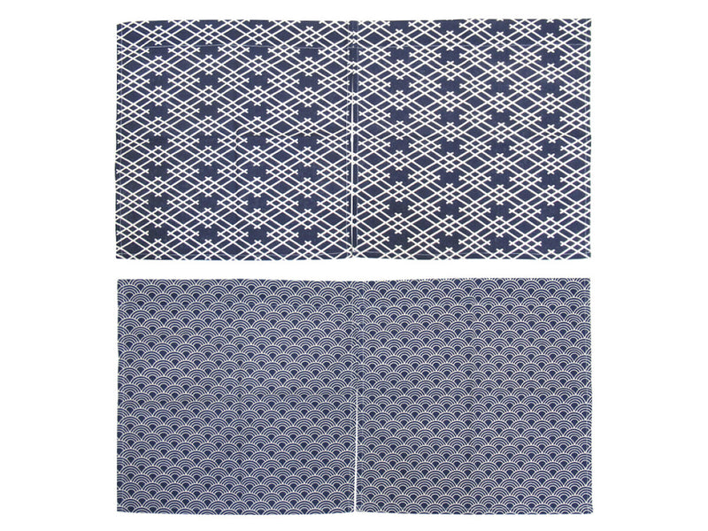 和柄のれん（井筒割菱、青海波）８５ｃｍ×４０ｃｍ
