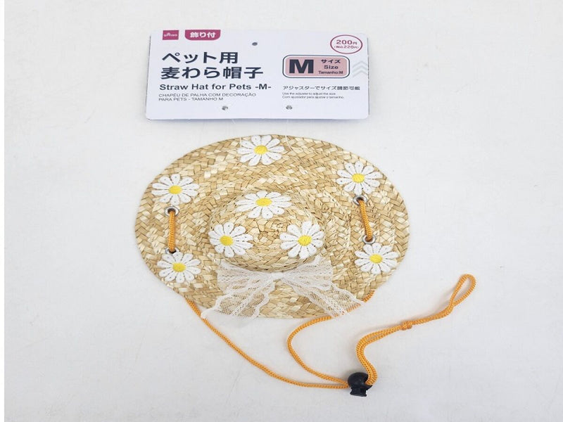 飾り付ペット用麦わら帽子（Ｍ）