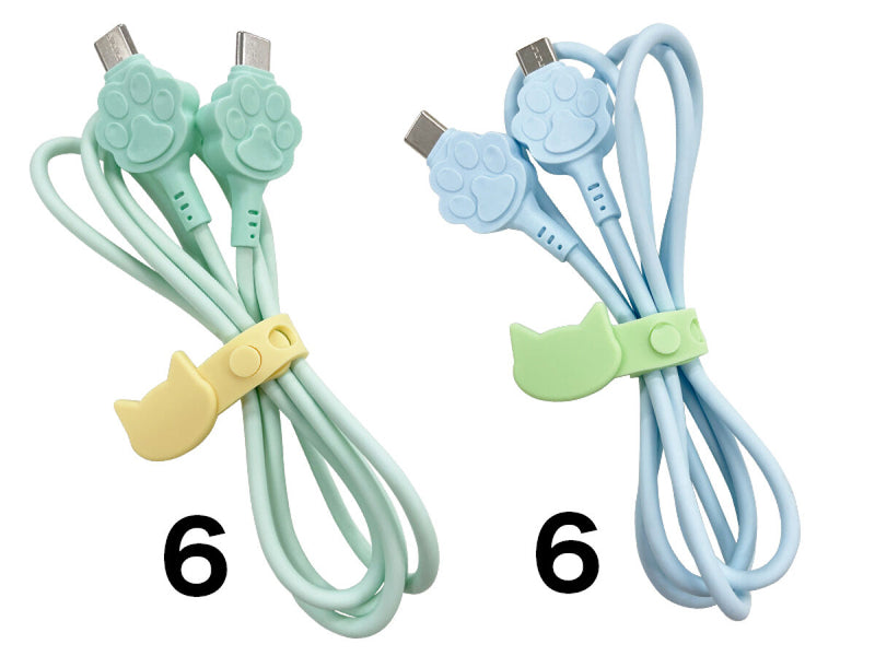 充電・通信Ｃ－Ｃケ－ブル（ねこ型留めバンド付、ク－ルカラ－）