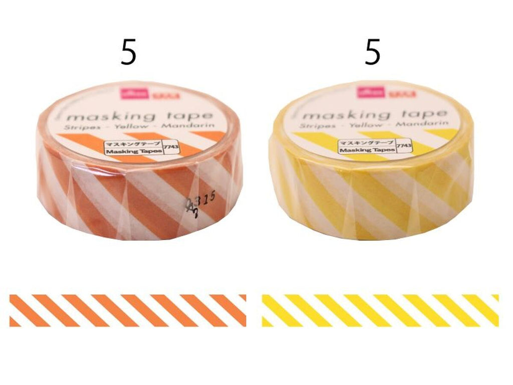マスキングテープ（ストライプ、イエロー、マンダリン） -100均 通販
