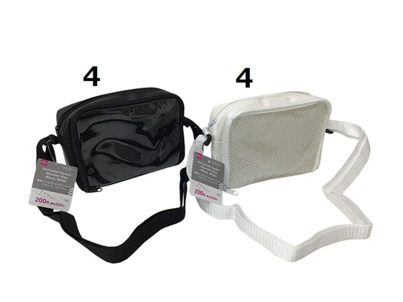 推しバッグ、横型スクエアショルダーバッグ（ブラック、ホワイト）