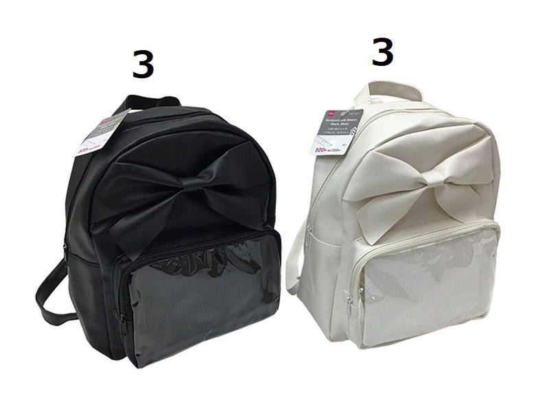 推しバッグ、リボン付リュック（ブラック、ホワイト）