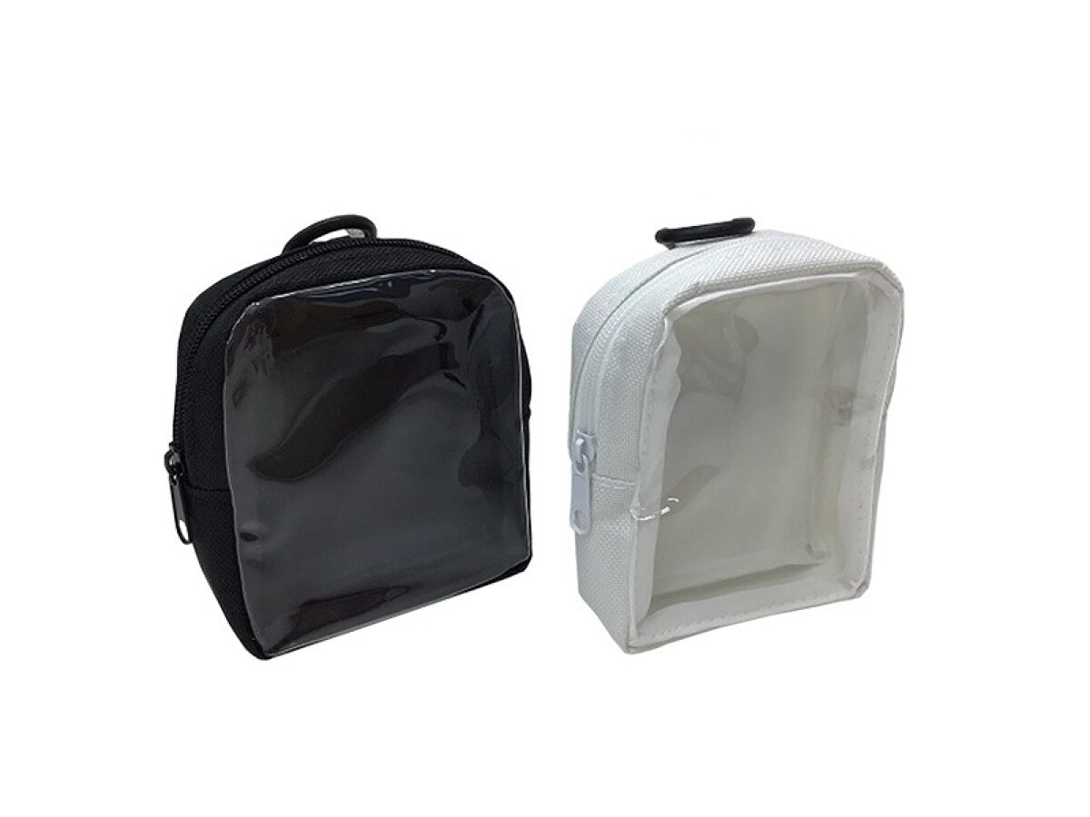 推しポーチ、スクエア型バッグチャームポーチ（ブラック、ホワイト